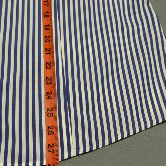 Chico's blue and White Striped Non-Iron Button Down Shirt Size 2 - Picture 9 of 12